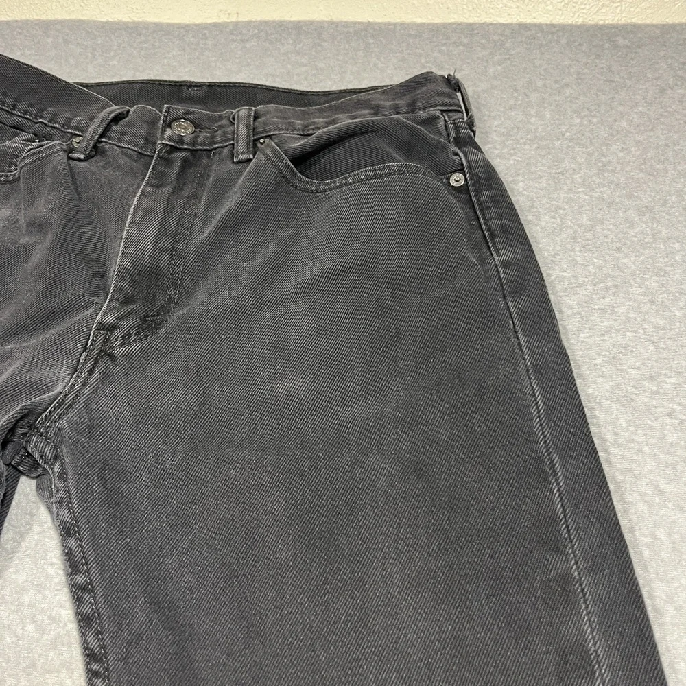 Levis Jeans Mens 34x34 (Fit 34x33) Black 505 Straight Denim 100% Cotton Dark